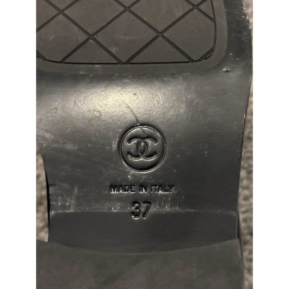 Chanel Shoes Loafers Flats CC Logo Black Size 37 US 7 - Picture 7 of 9